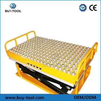 500kg 1000kg Hydraulic Single Scissors Lift with Roller Ball Platform