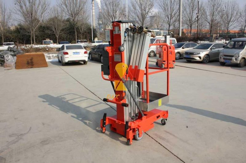 China Supplier Vertical Rise Safe Single Mast Aluminum Hydraulic Lift