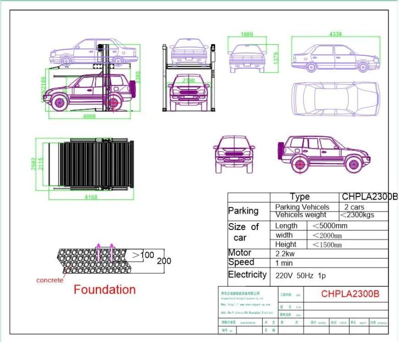 Two Cars Parking System with 2 Post