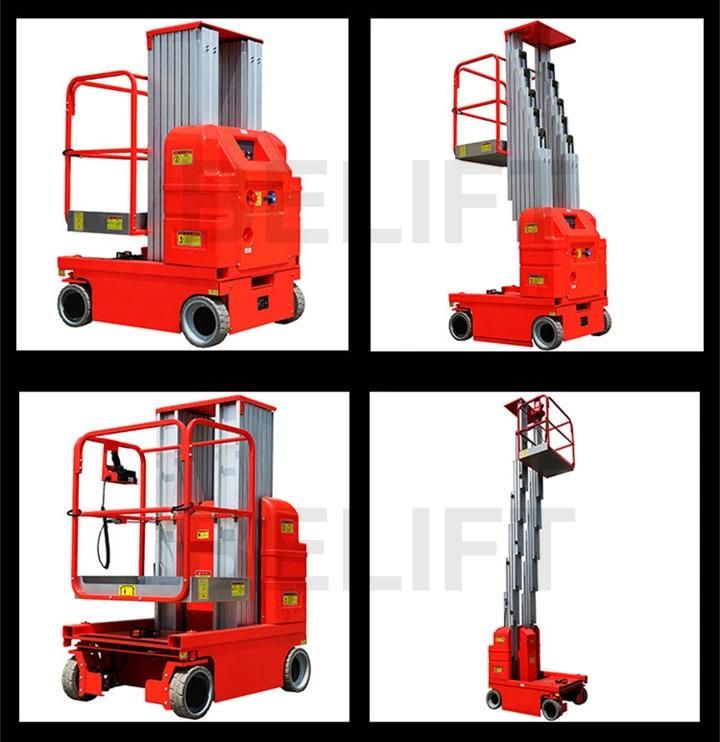 200kg 150kg Load Self Driven Man Lift Dual Masts Aluminum High Aerial Work Platform Lifting Equipment