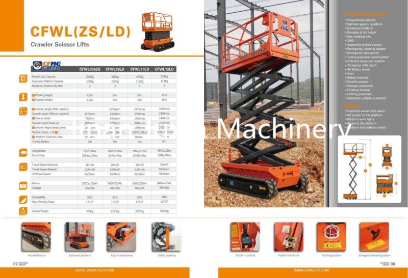 Self Driven Electric Tracked Crawler Scissor Lift Platform