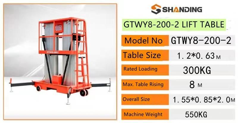 Aluminum Single Mast Aerial Maintain Work Cage Electric Lift Platform