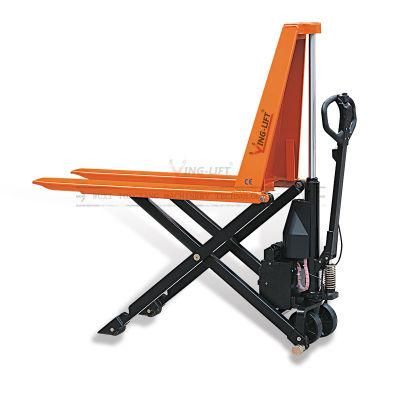1000kg Manual Electric High Lift Scissor Pallet Truck with Lift Height 800mm