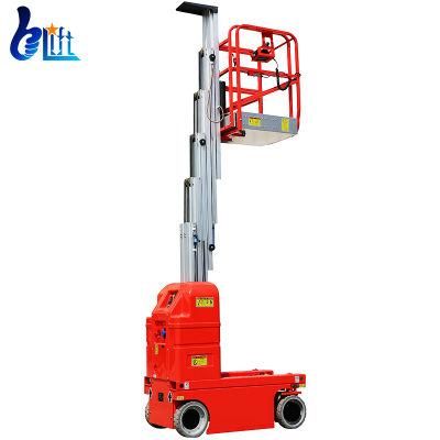 150kg 125kg Electric Drive Self Propelled Single Mast Aluminum High Aerial Work Platform Lift Machine