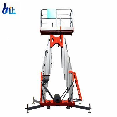 Max Working Height 8m-18m High End Dual Mast Aluminum Types Hydraulic Construction Towable Lift Battery Lifter Machine