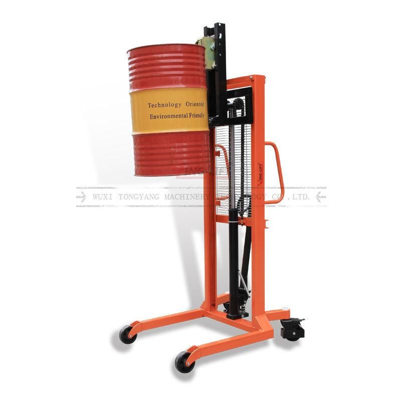 China Manufacturer Manual Hydraulic Drum Lift Stacker 400kg Capacity