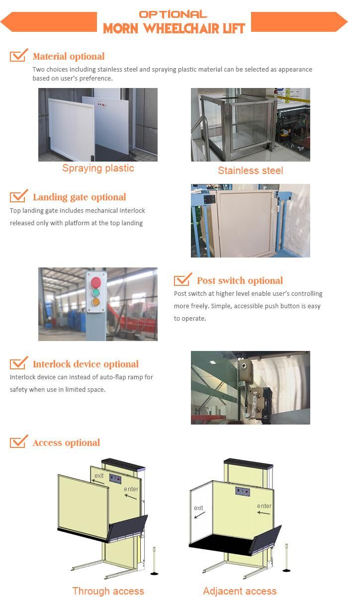 Morn 2m Vertical Platform Wheelchair Lifts with Cabin