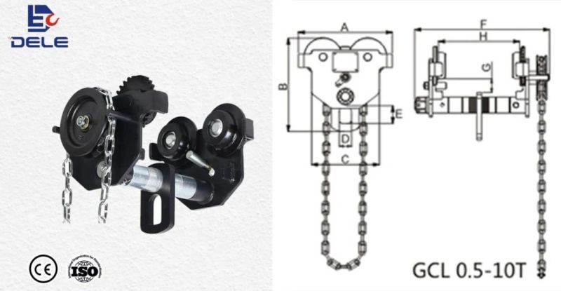 Manufacturer Monorail Trolley Hoist Geared Trolley 10t