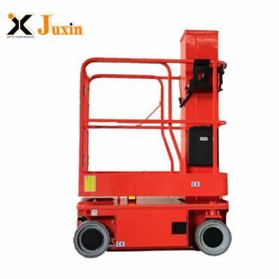 Electric Man Lift Aluminum Vertical Mast Lift Self Propelled Mast Lift Hydraulic Single Person Lift