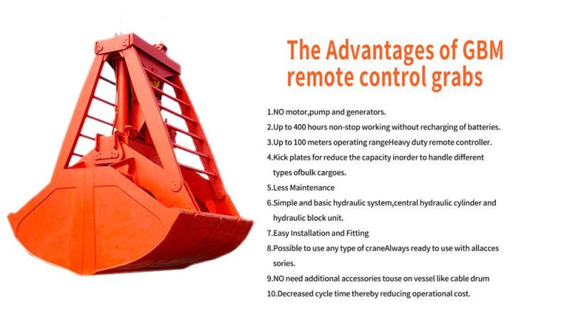 12m3 Hydraulic Wireless Radio Remote Control Grab with Leakproof Funtion
