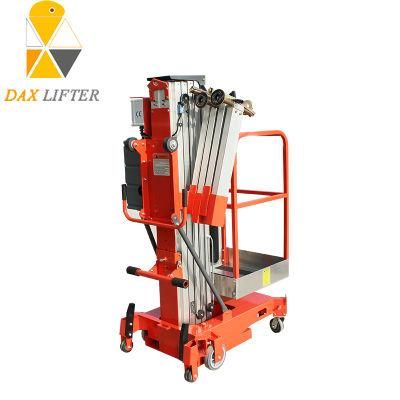 Hydraulic Vertical Mobile Equipment Single Mast Aluminum Work Aerial Platform