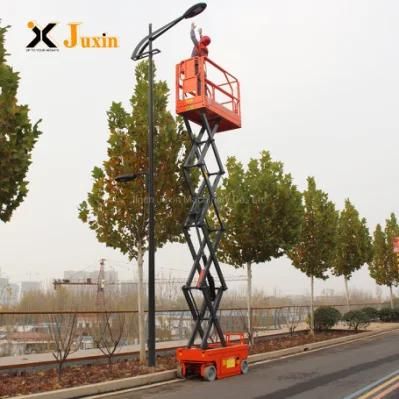 Juxin 12m 10m 8m 6m Small Hydraulic Scissor Man Lift Self-Propelled Electric Mini Scissor Lift Work Platform for Aerial