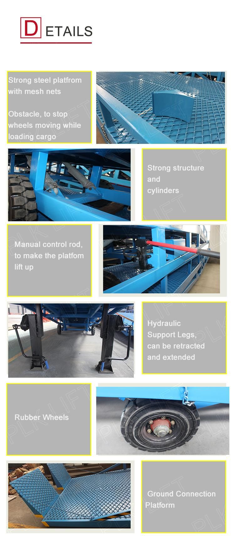 6-15ton Adjustable Height Hydraulic Mobile 2 Wheels Unloading Platform