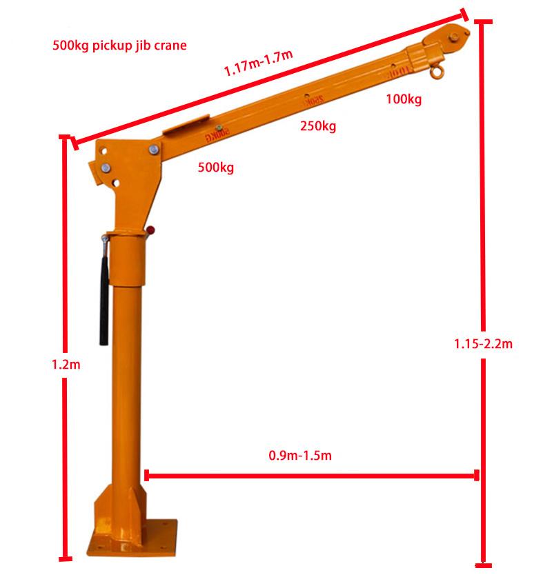 500kg/1000kg Pickup Jib Crane with Battery 12V/24V Powered