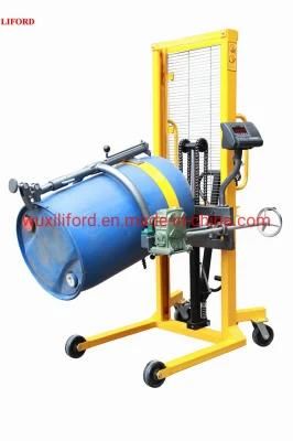 Manual Hydraulic Lifting and Tilting Oil Drum Trolley Pallet Truck with Weight Scale Da450-1