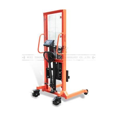 Lifting Height 1500mm Eagle-Grip Hydraulic Drum Stacker with Weighting Scale