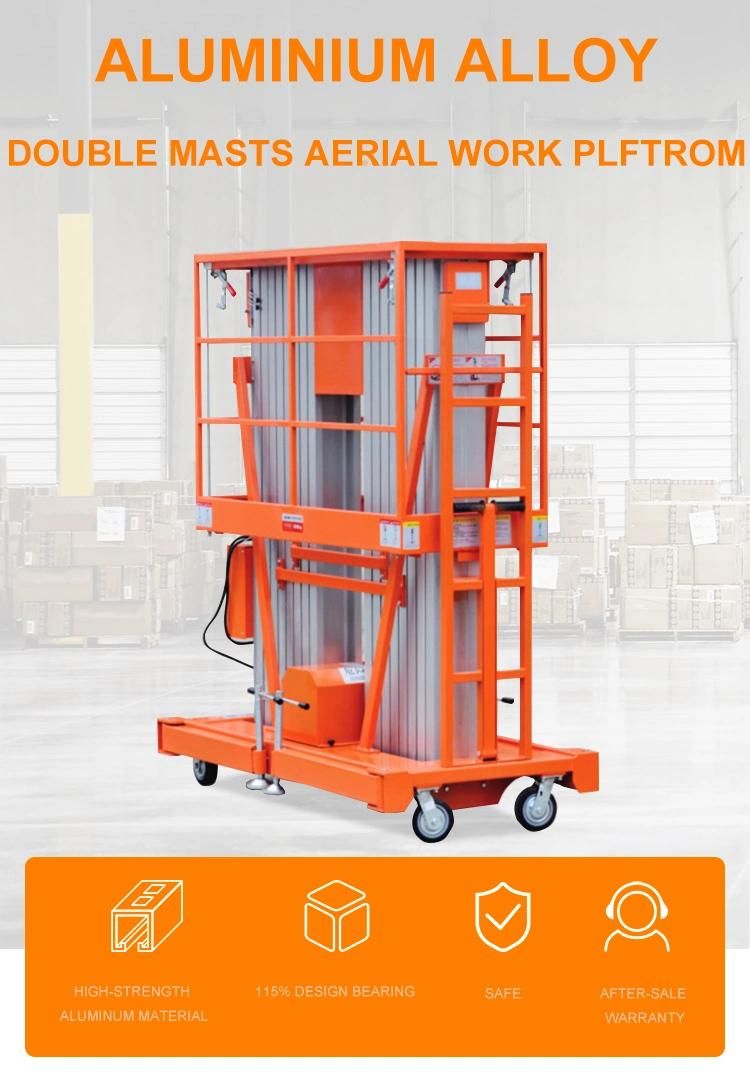 AC Plug and DC Battery Dual Column 6m 8m 10m Aluminum Lift Man Lift