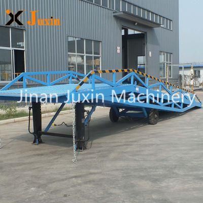 8ton Ce Certificate 6t, 8t, 10ton Loading Dock Ramp Container Adjustable Mobile Loading Yard Ramp for Sale with Support Legs