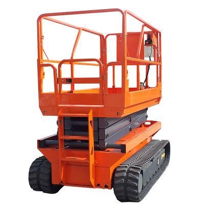 Alison Small Electric Diesel Powered Rough Terrain Scissor Lift with Big Wheels
