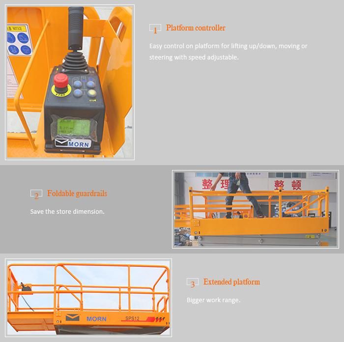 Morn Self Propelled Scissor Man Lift with 10m Height for Aerial Work in Construction Site