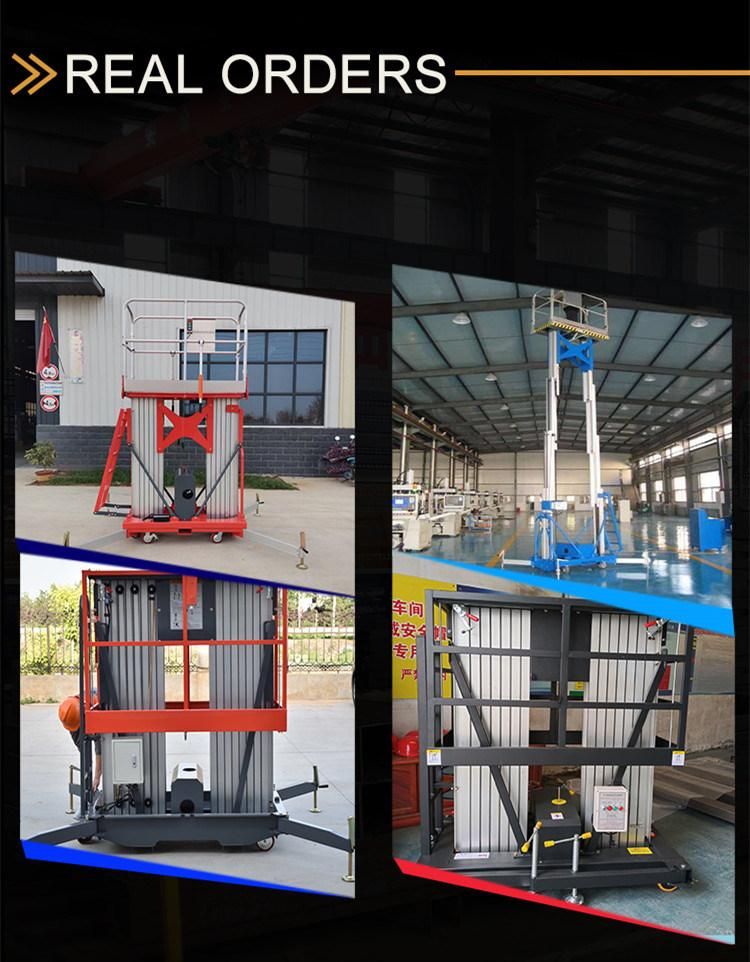 Loading Capacity 150-300 Kg High End Dual Mast Aluminum Alloy Two Persons Sky Lift