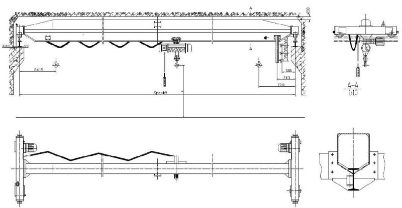 Lda Model Single Beam Electric Overhead Cranes with Trolley