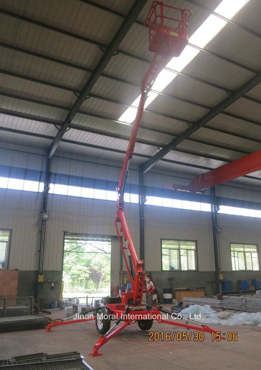 12m Building Cleaning Lift Articulated Trailer Boom Lift Customized Height