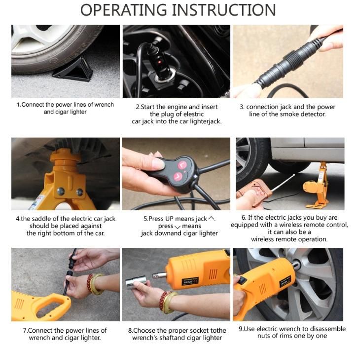 12V DC 2t Electric Scissor Jack with Electric Impact Wrench