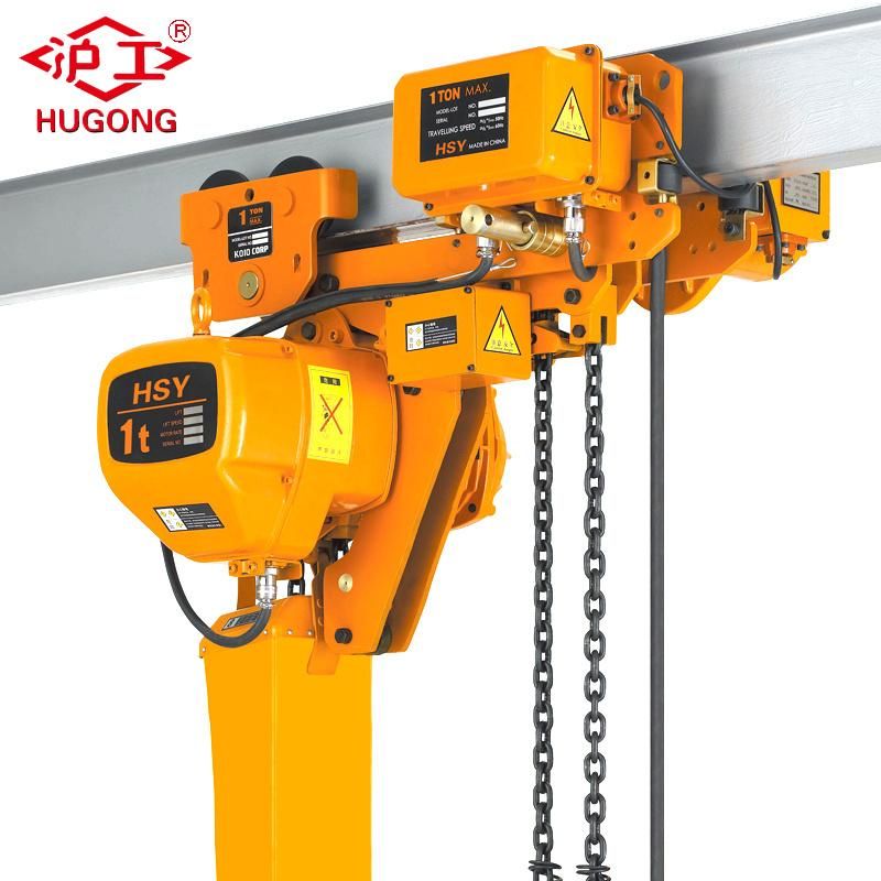 Two Floors Height 12 M Capacity 1 Ton Table Chain Hoist with Trolley