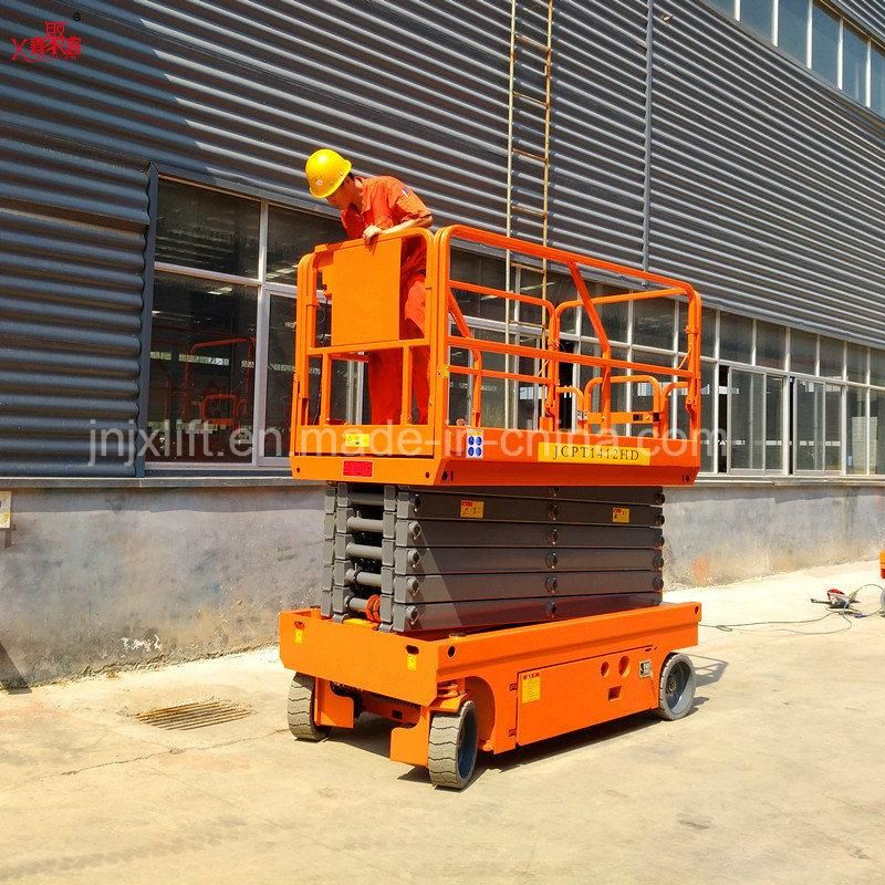 8m Height 300kg Capacity Self Auto Moving Scissor Lift Platform with Diesel Engine or Battery Operate