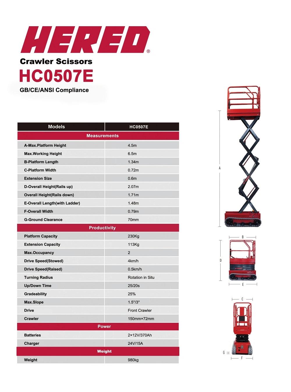 6m 8m 10m 12m Crawler Self-Propelled Scissor Lift Track Scissor Man Lift