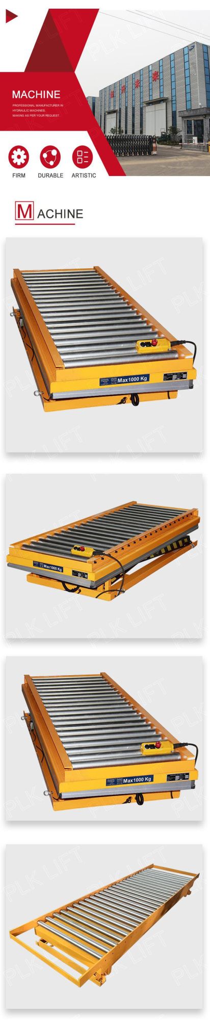 Roller Platform Height Adjust Powered Scissor Table for Production Line