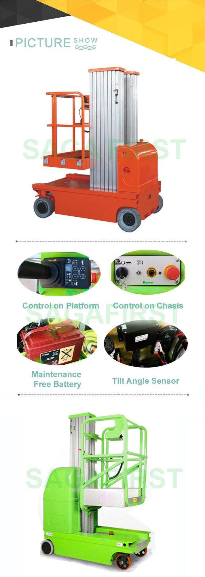 Good Quality Dual Mast Self Propelled Hydraulic Lift for Trees