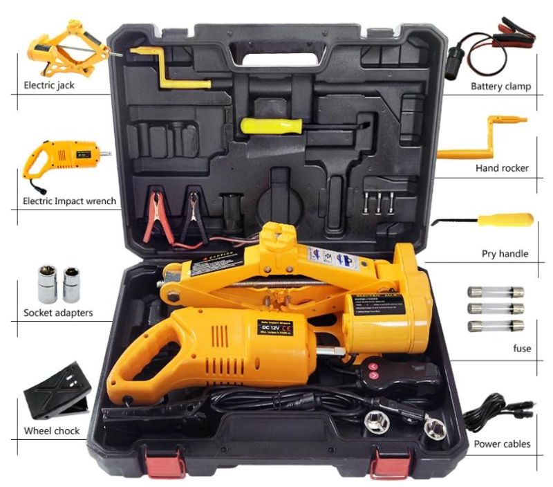 12V DC 2t Electric Scissor Jack with Electric Impact Wrench