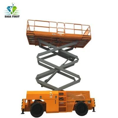 Outdoor Aerial Work Platform Diesel Power 4 Wheel Drive Scissor Lift