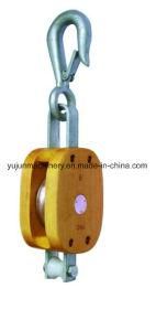 Regular Wood Block Snatch Block with Hook Single Sheave