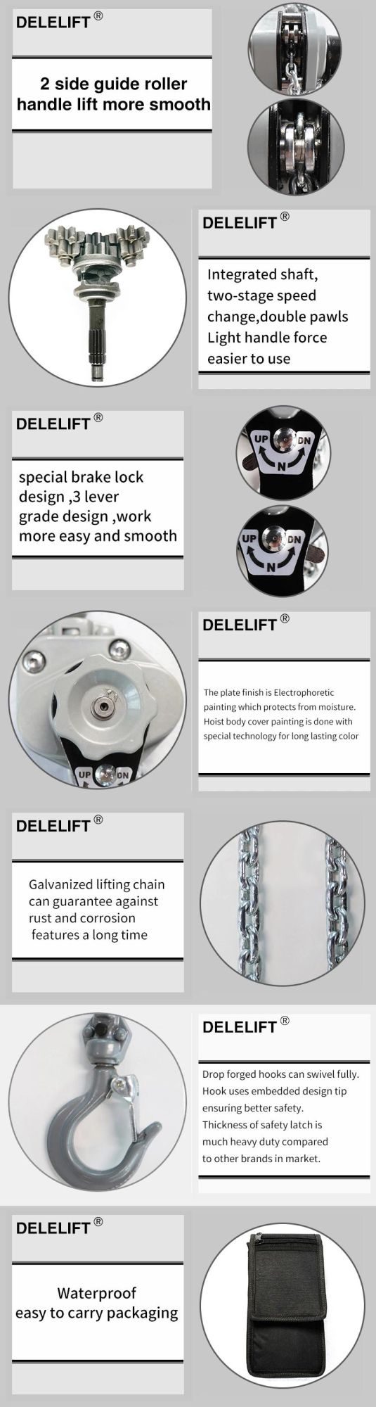 Hangzhou Dele 250kg Mini Size Aluminum Lever Block Hoist