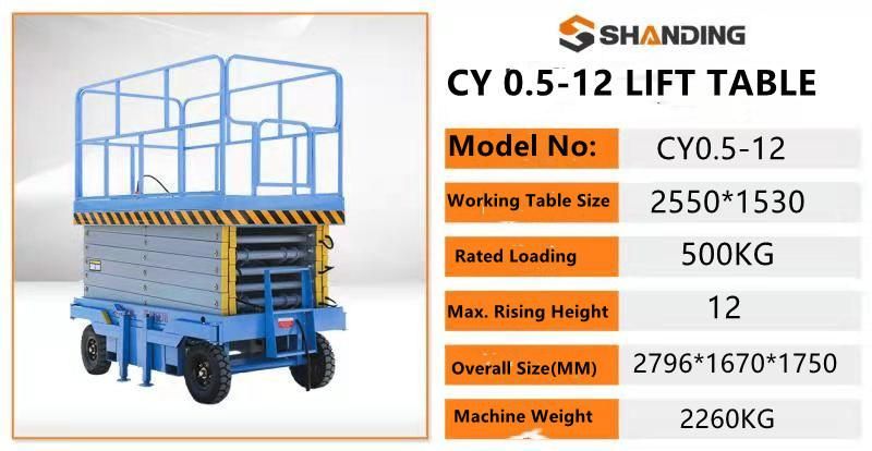 Hot Sale 4m 6m 8m 10m 12m 14m Aerial Work Mobile Scissor Man Lift Table Hydraulic Electric Movable Scissor Lift Platform