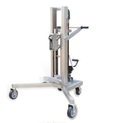 304 Stainless Steel Hydraulic Drum Carrier with Loading Capacity 450kg and Lifting Height 600mm