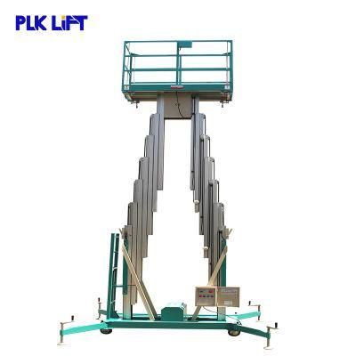 10m Aerial Work Cage Lift Dual Post Mast Personnel Lifting Equipment