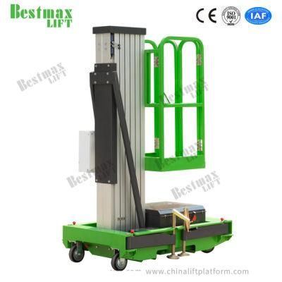 10 Meters Single Mast Aerial Work Platform Aluminum Vertical Lift
