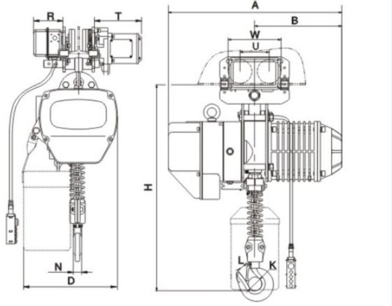 Hot Sales 1ton Fixed Electric Block Chain Hoist