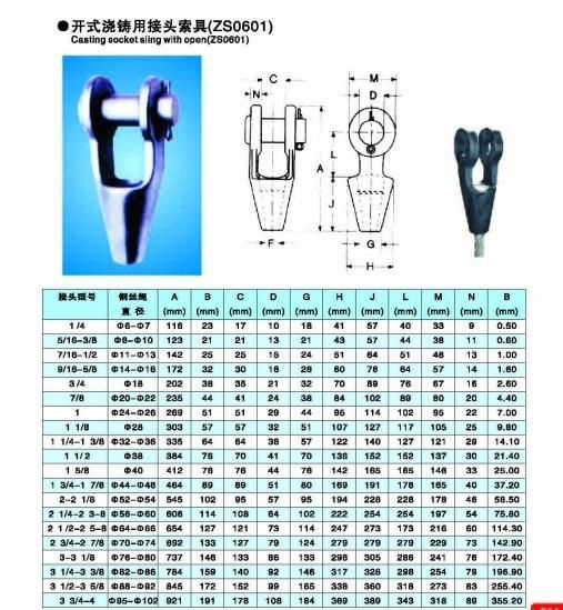 Wire Rope End Fittings with Spelter Sockets of Manufacturing Price