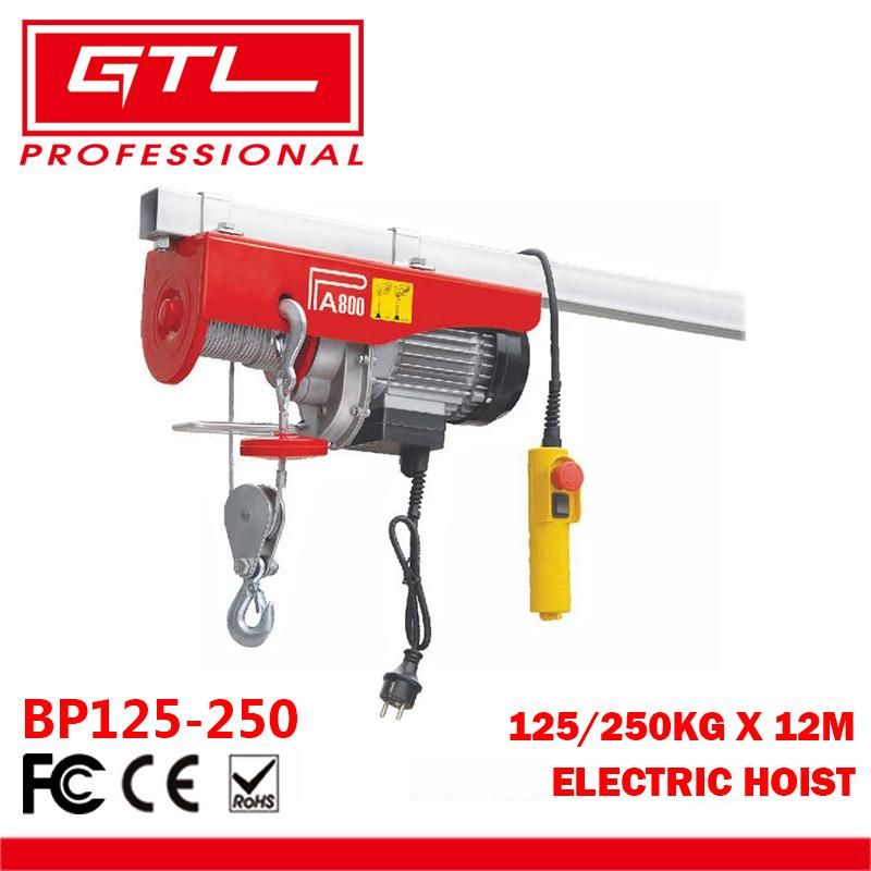 540W, 125/250kg, Overhead Crane Double Line Lift Electric Hoist with 12m Electric Wire Hoist Remote Control Garage Auto Shop (BP125-250)