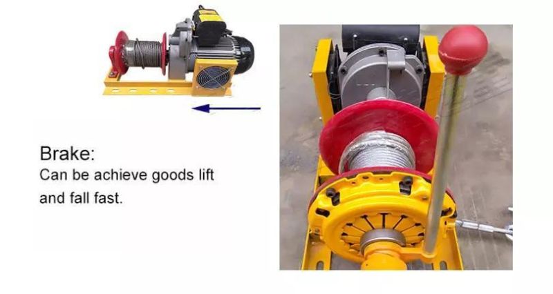 220V Mini Motor Lift Electric Powered High Speed Wire Rope Electric Winch 1500kg