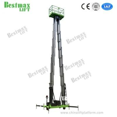 16m 200kg Load Quadruple Mast Manual Pushing Vertical Lift