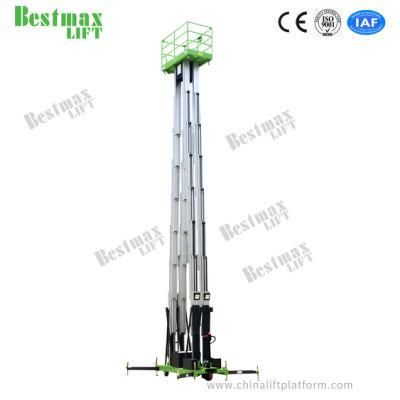 12m Aluminum Alloy Aerial Work Platform Triple Mast Vertical Lift