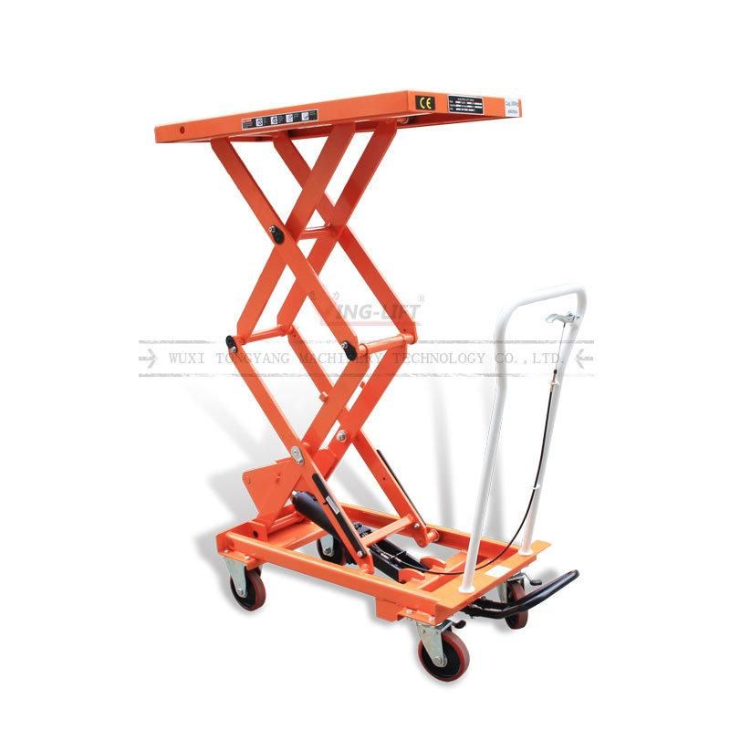 Stationary Vertical Hand Cargo Foot Pump Mechanical Quick Mobile Hydraulic Scissor Portable Manual Lift Table Truck