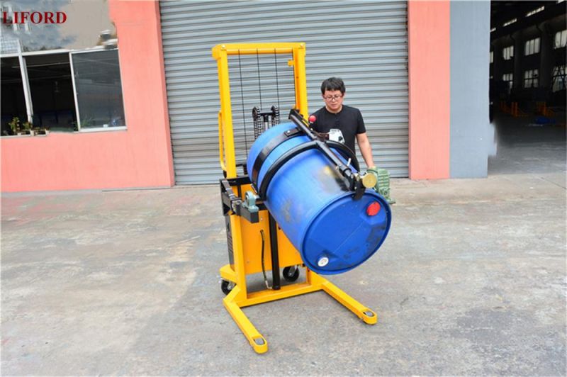 520kg Electric Lifting Electric Rotating Semi-Electric Oil Drum Trolley with Electric Weight Scale