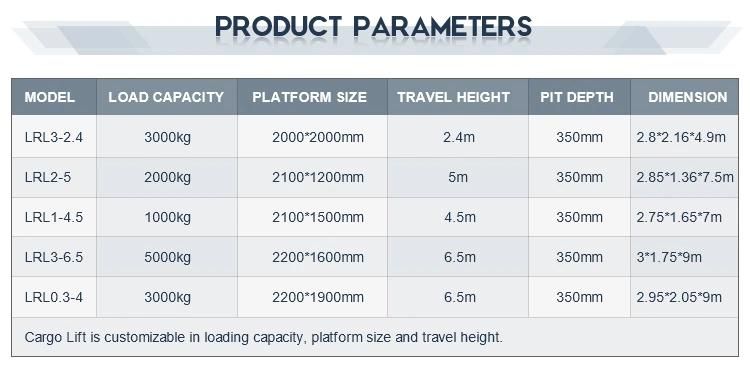 1000kg Vertical Warehouse Hydraulic Cargo Lift